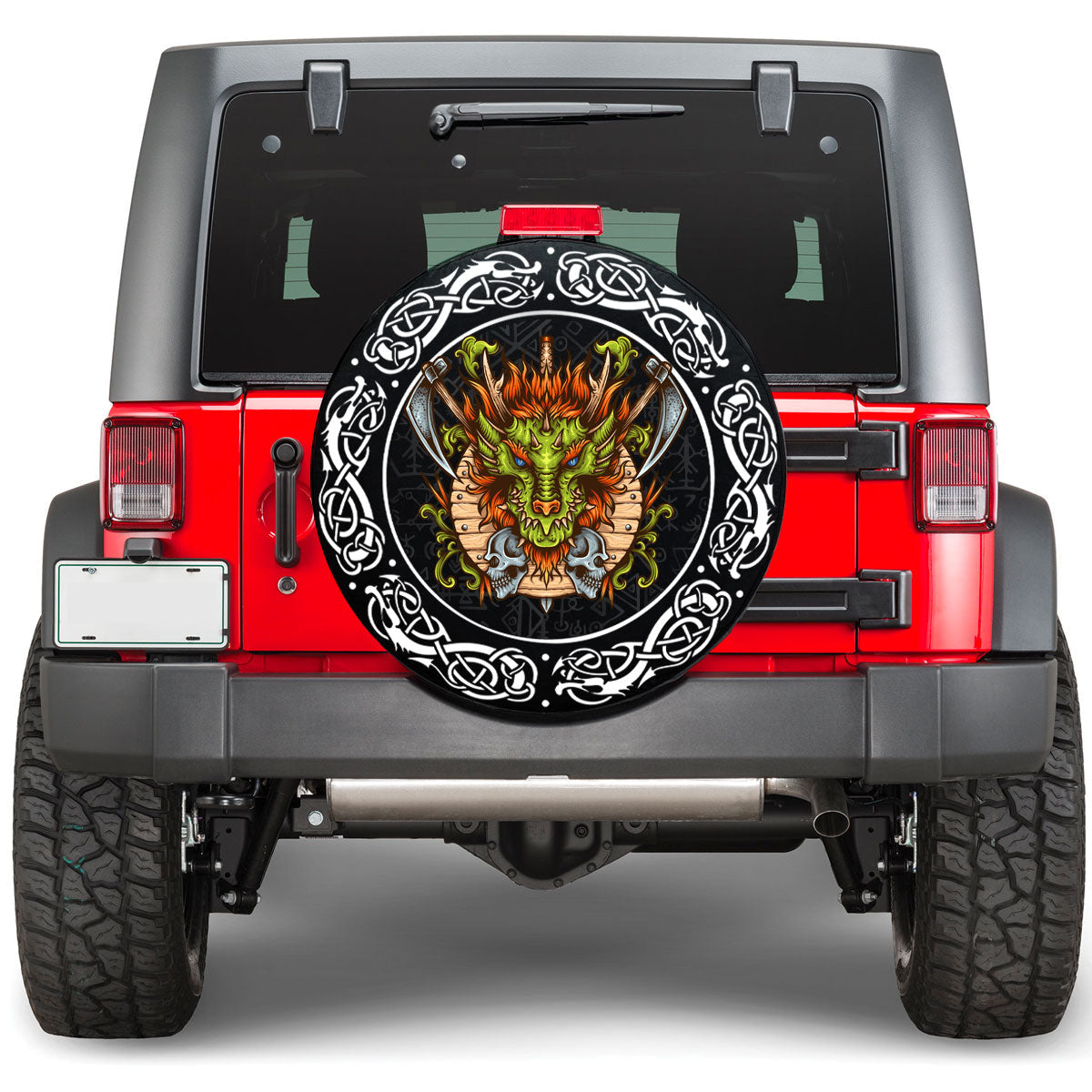Viking Dragon Shield Axe Sword Skull Viking Spare Tire Cover RLT12 - Wonder Print Shop