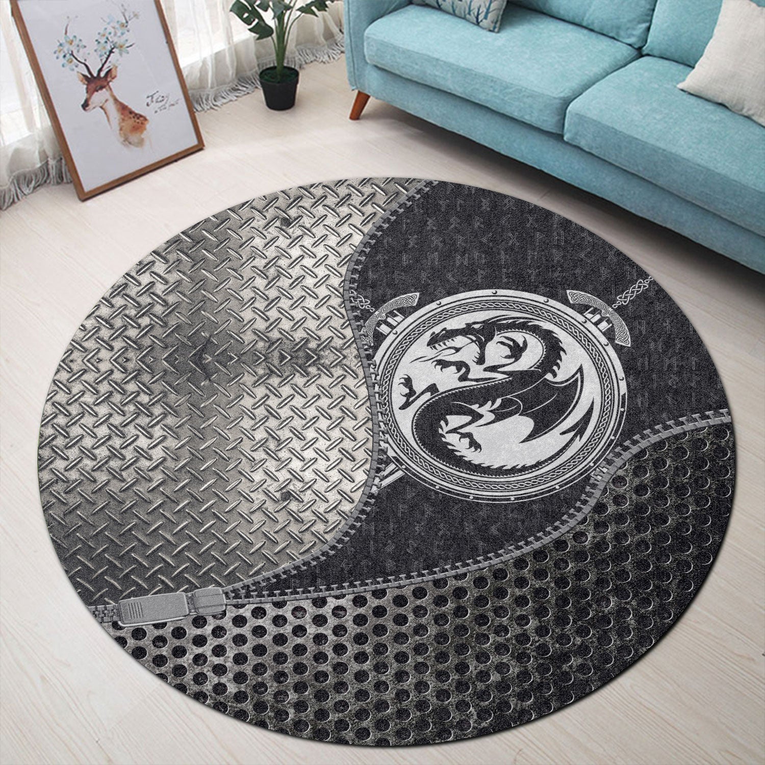 viking-carpet-dragon-shield-with-crossing-swords-round-carpet