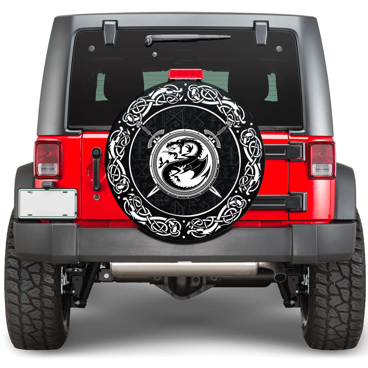 Viking Dragon Shield With Crossing Swords Viking Spare Tire Cover RLT12 - Wonder Print Shop