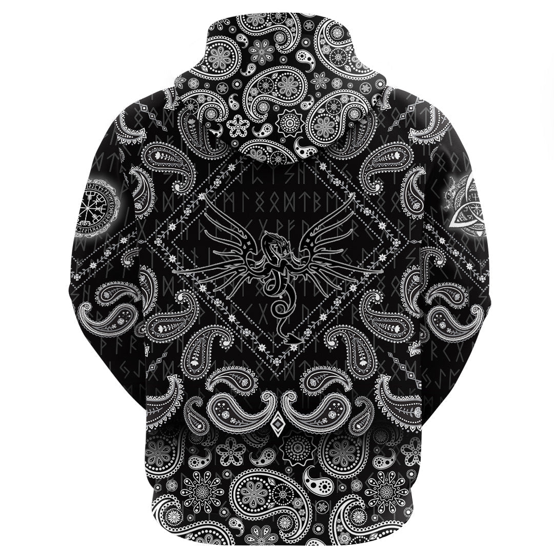 Viking Hoodie Dragon Spirit Of Celts with Bandana Paisley Style RLT12 - Wonder Print Shop