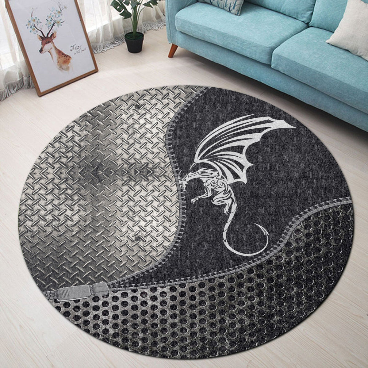 viking-carpet-dragon-winged-monster-round-carpet