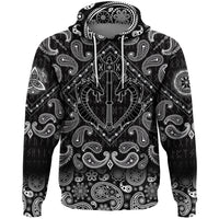Viking Hoodie Dragons and Axe Stencil with Bandana Paisley Style RLT12 - Wonder Print Shop