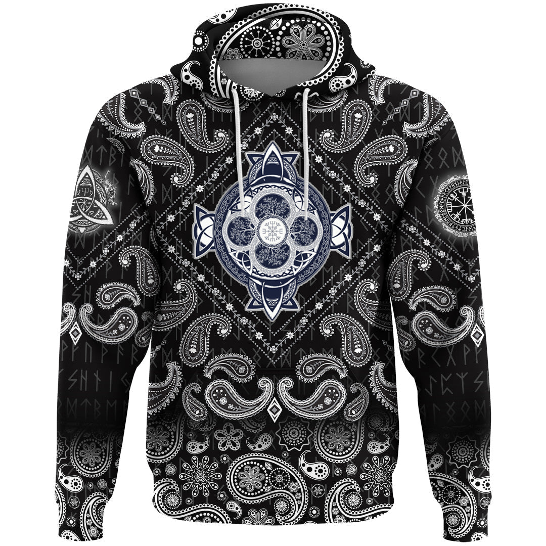 Viking Hoodie Dragons and Celtic Tree Of Life with Bandana Paisley Style RLT12 - Wonder Print Shop