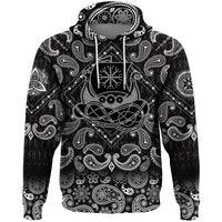 Viking Hoodie Drakkar Aegishjalmur with Bandana Paisley Style RLT12 - Wonder Print Shop