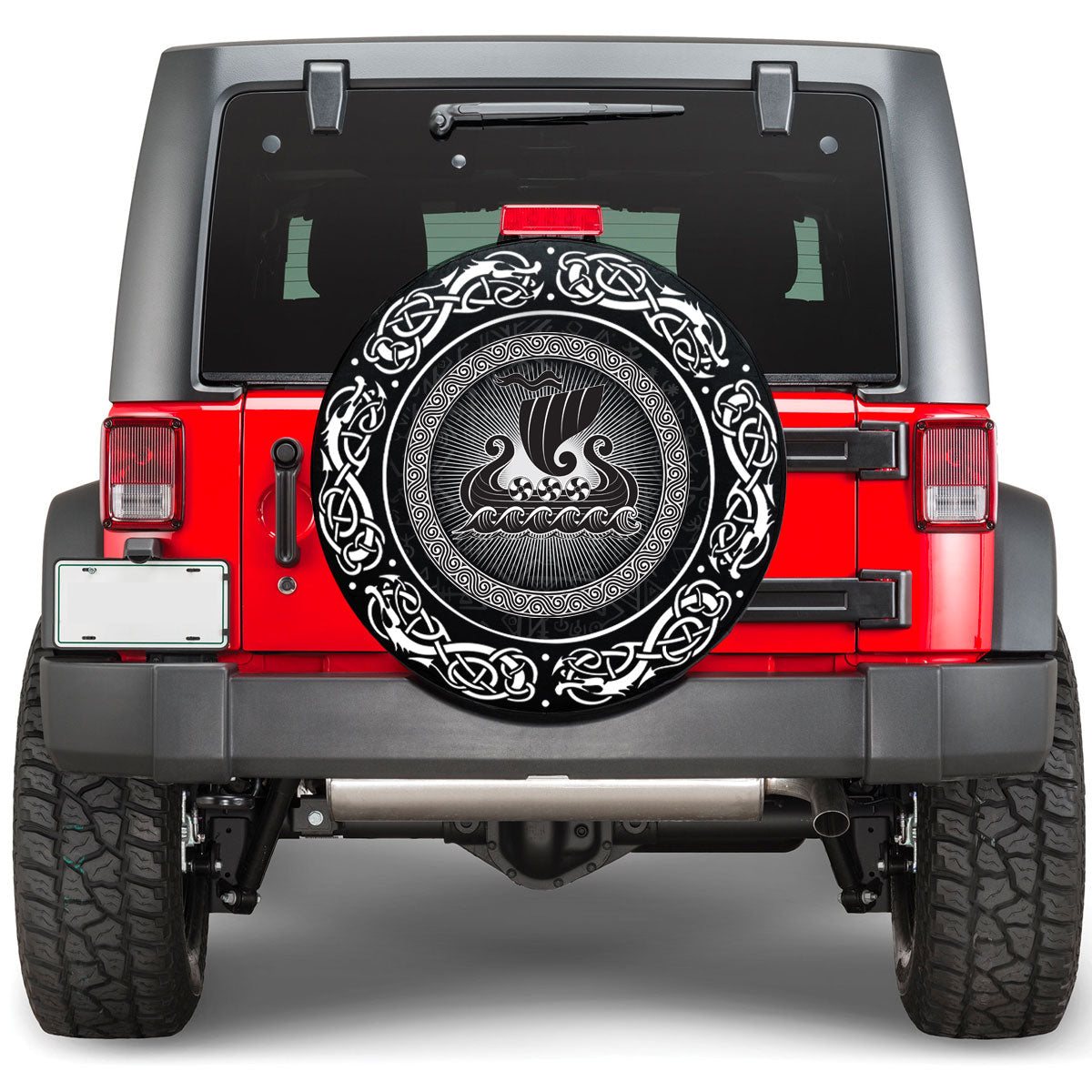 Viking Drakkar Black Viking Spare Tire Cover RLT12 - Wonder Print Shop