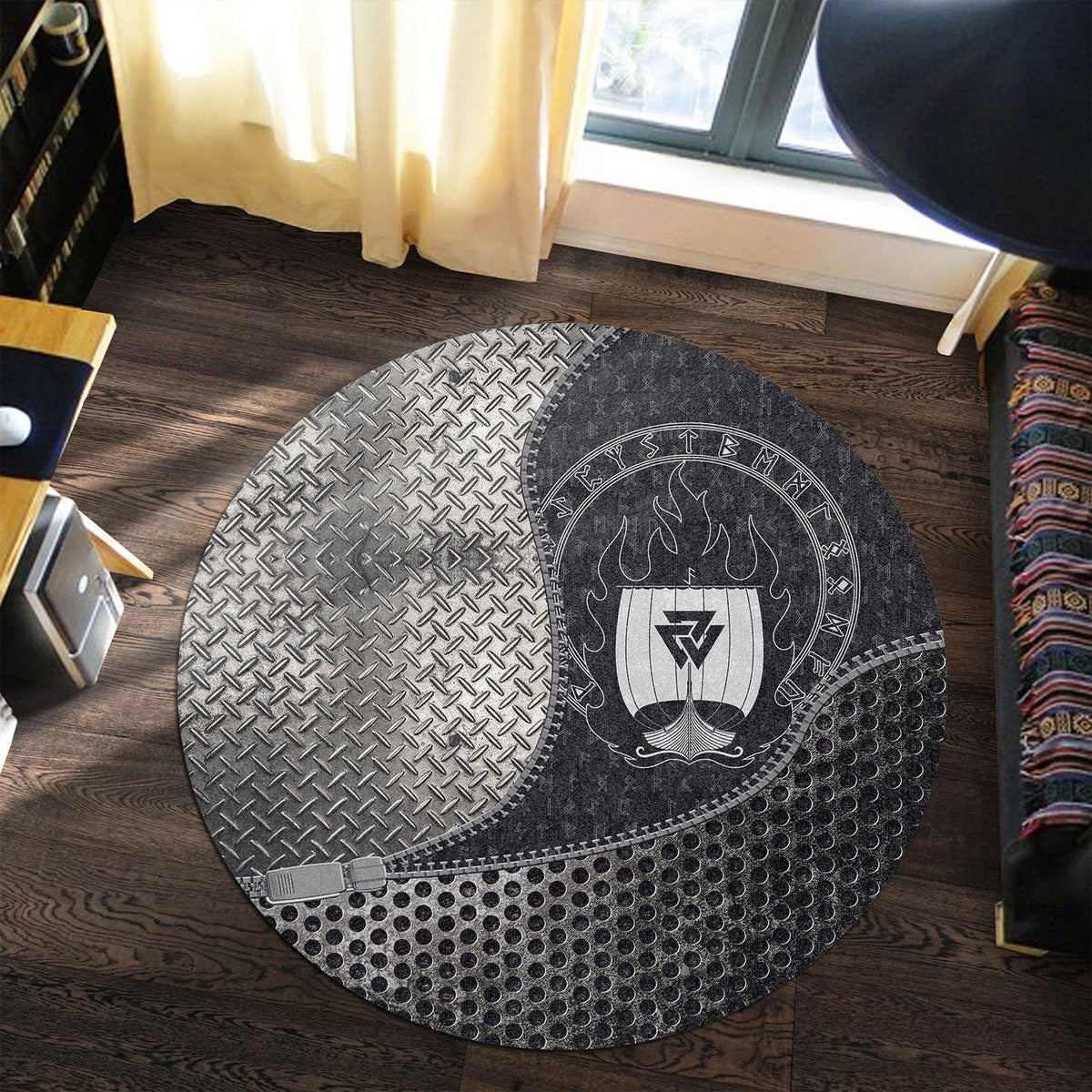 viking-carpet-drakkar-on-fire-and-norse-runes-round-carpet