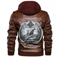 Viking Drakkar Sailing In A Storm Sea Leather Jacket RLT12 - Wonder Print Shop