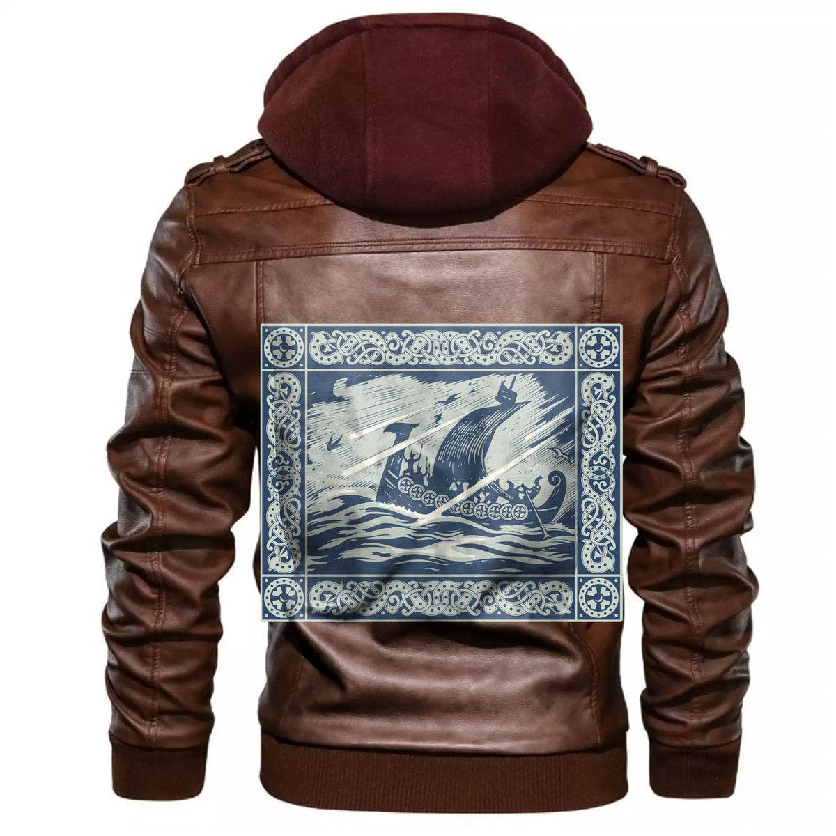 Viking Drakkar Sailing In A Stormy Sea Leather Jacket RLT12 - Wonder Print Shop