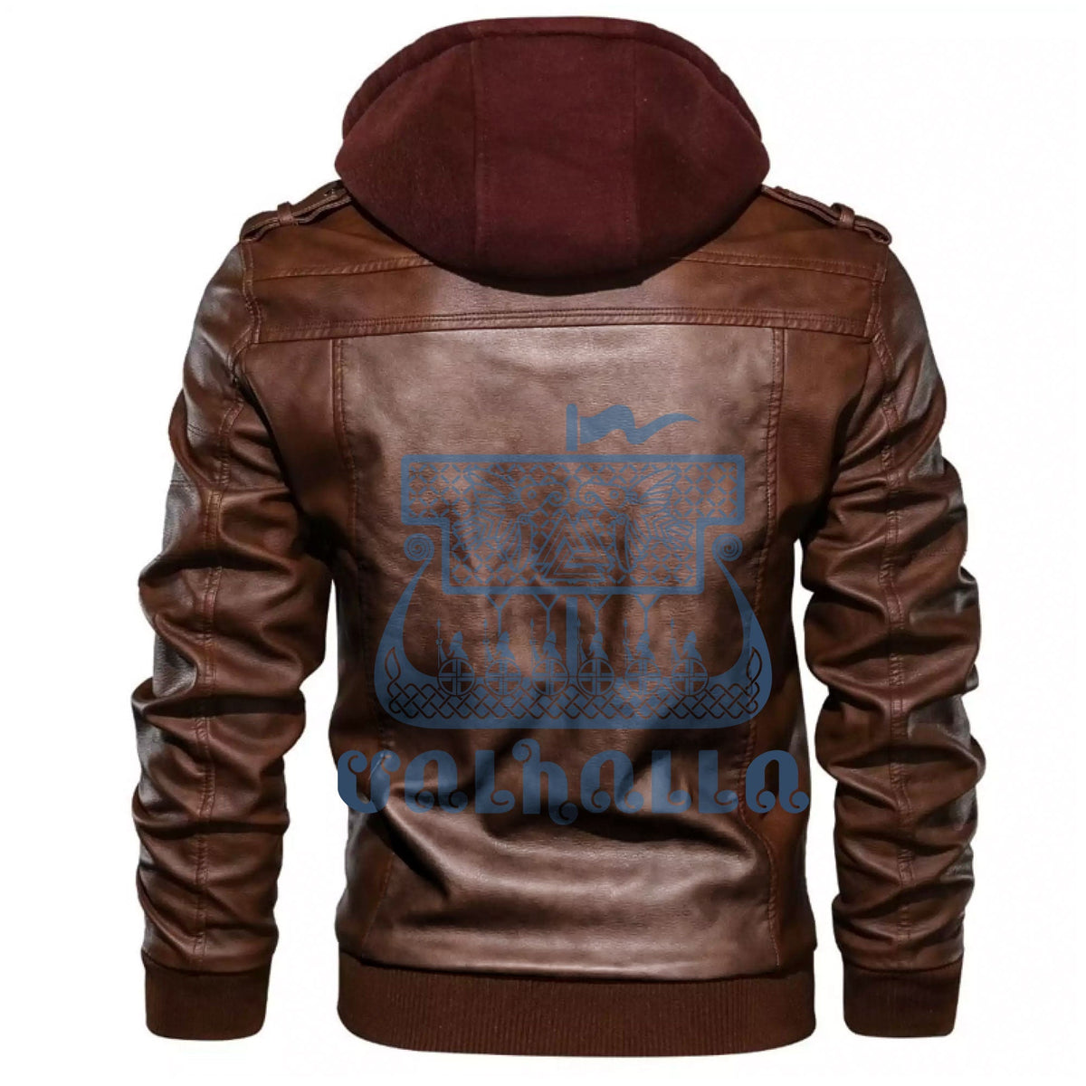 Viking Drakkar Ship Drawn Old Norse Leather Jacket RLT12 - Wonder Print Shop