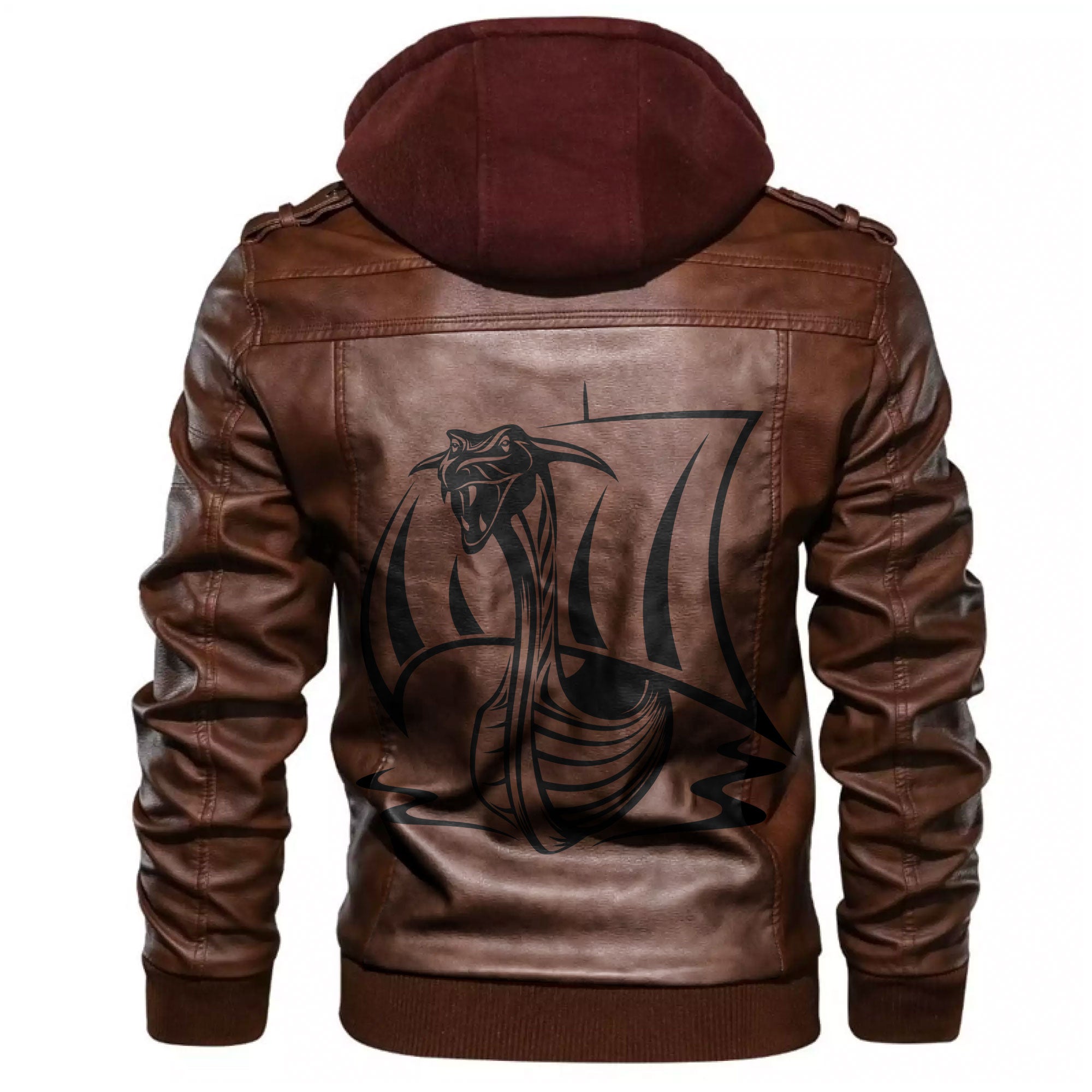 Viking Drakkar Ship Leather Jacket RLT12 - Wonder Print Shop