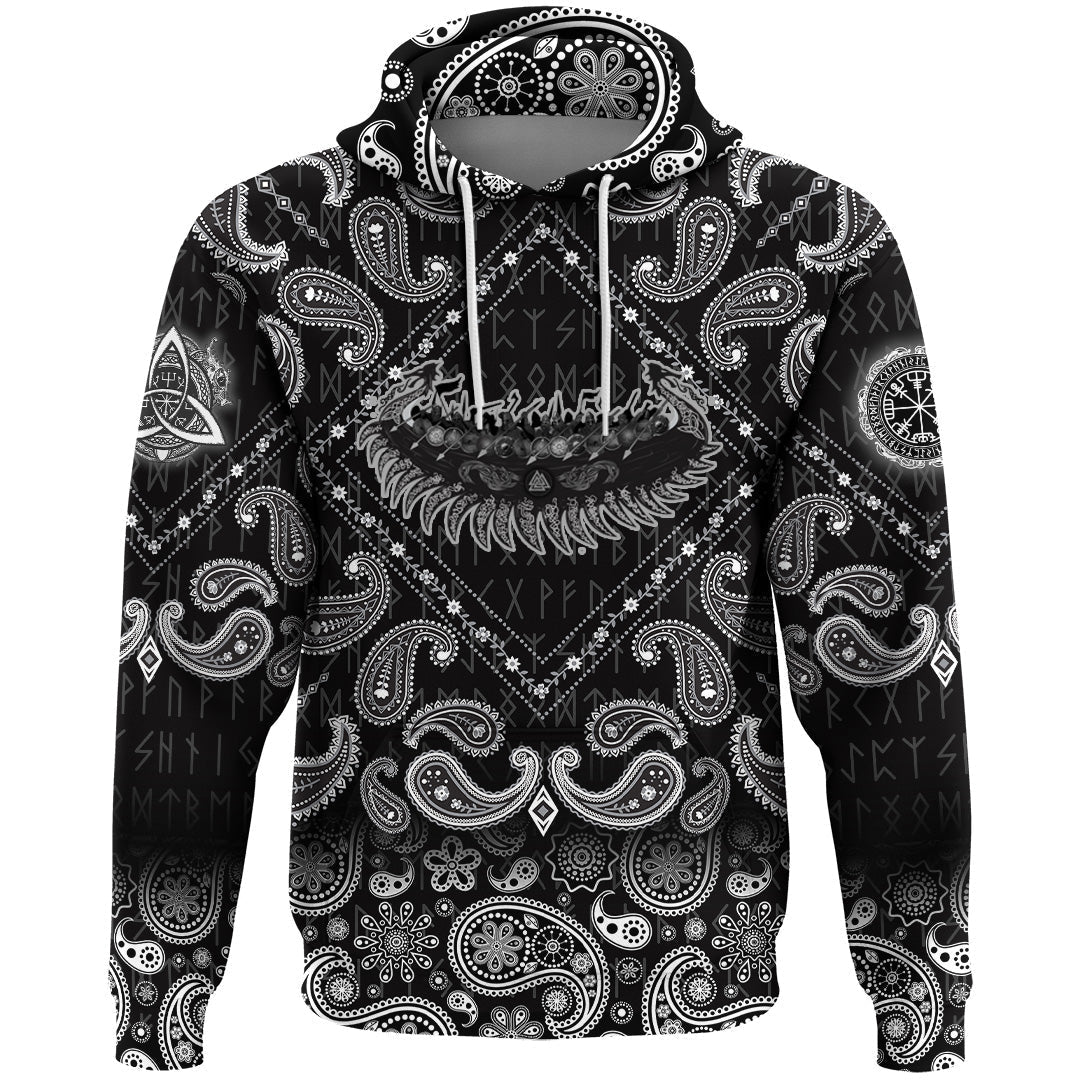 Viking Hoodie Drakkar Warriors with Bandana Paisley Style RLT12 - Wonder Print Shop