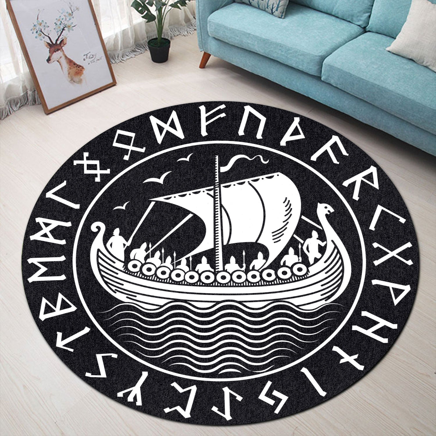 viking-carpet-drakkar-in-a-circle-of-ancient-round-carpet