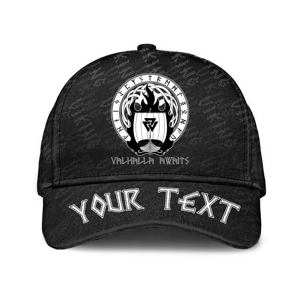 viking-classic-cap-custom-drakkar-on-fire-and-norse-runes-classic-cap