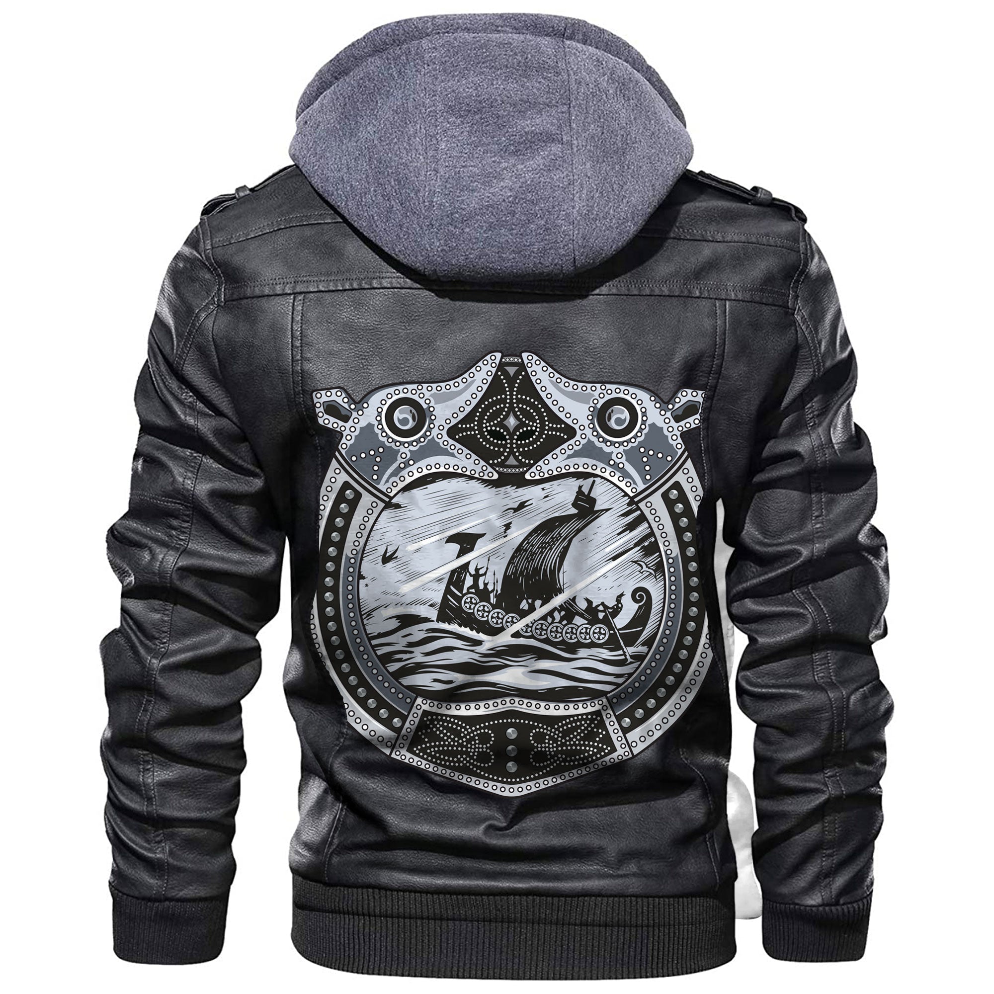 Viking Drakkar Sailing In A Storm Sea Leather Jacket RLT12 - Wonder Print Shop