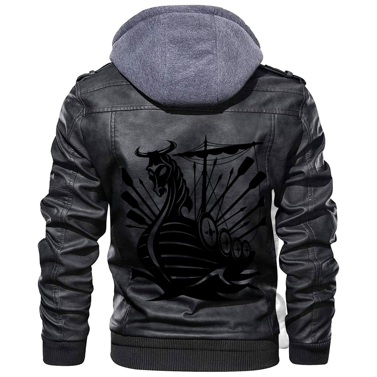 Viking Drakkar Ship Leather Jacket RLT12 - Wonder Print Shop
