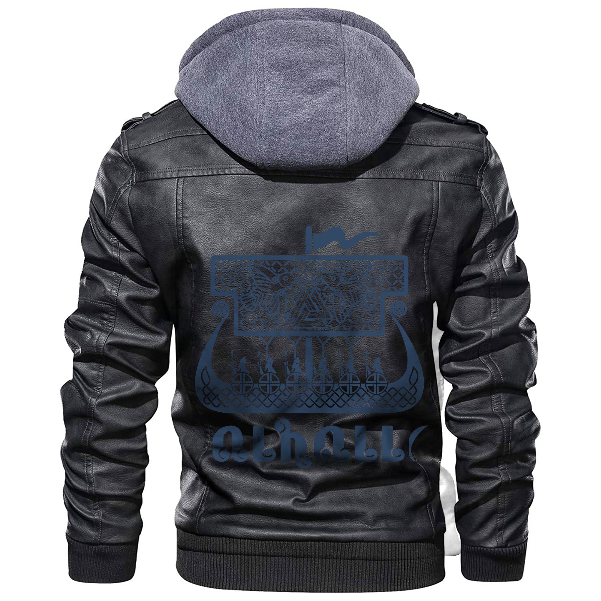 Viking Drakkar Ship Drawn Old Norse Leather Jacket RLT12 - Wonder Print Shop