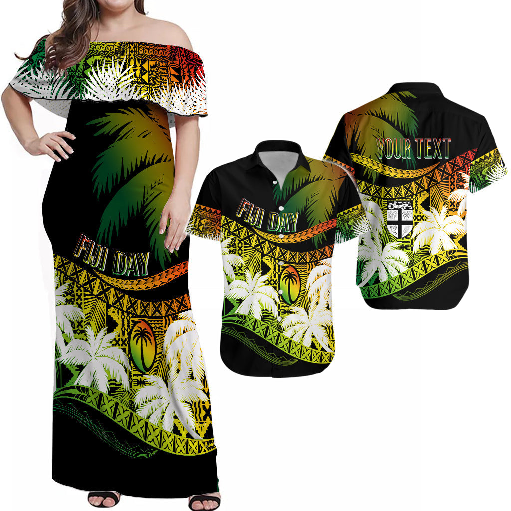 Personalised Fiji Day Matching Hawaiian Shirt And Dress Flying Fijians Masi Kesa Style - Reggae LT7 - Wonder Print Shop