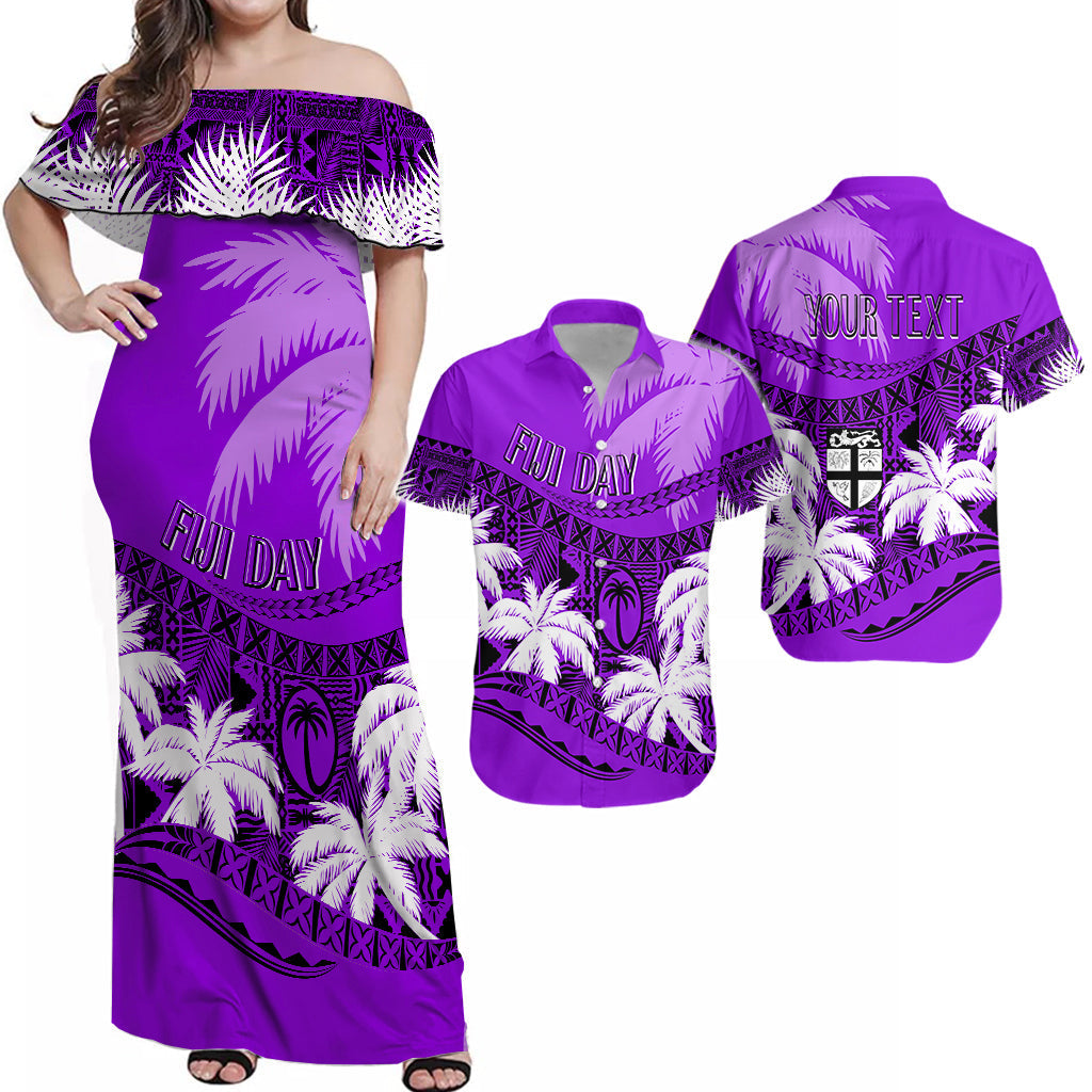 Personalised Fiji Day Matching Hawaiian Shirt And Dress Flying Fijians Masi Kesa Style - Violet LT7 - Wonder Print Shop