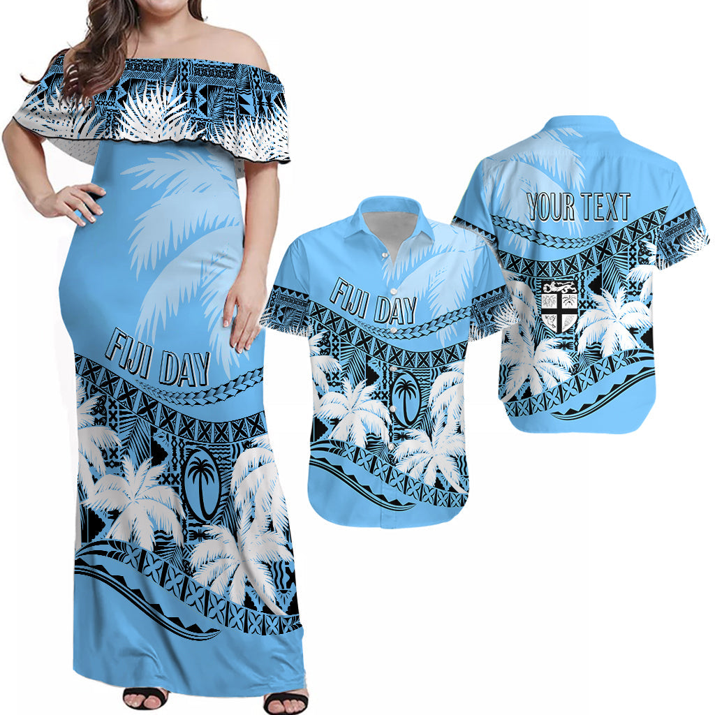 Personalised Fiji Day Matching Hawaiian Shirt And Dress Flying Fijians Masi Kesa Style - Turquoise LT7 - Wonder Print Shop
