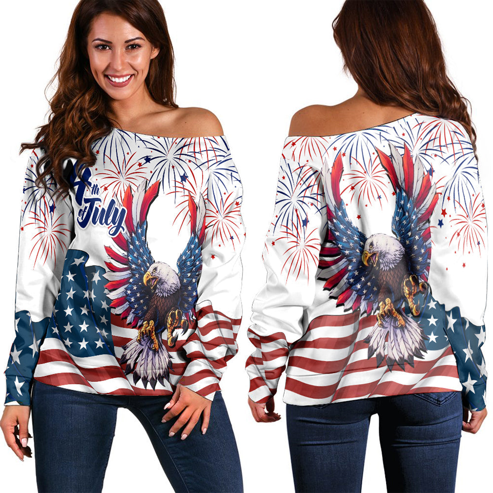 American Eagle Independence Women Off Shoulder Sweater RLT12 - Wonder Print Shop