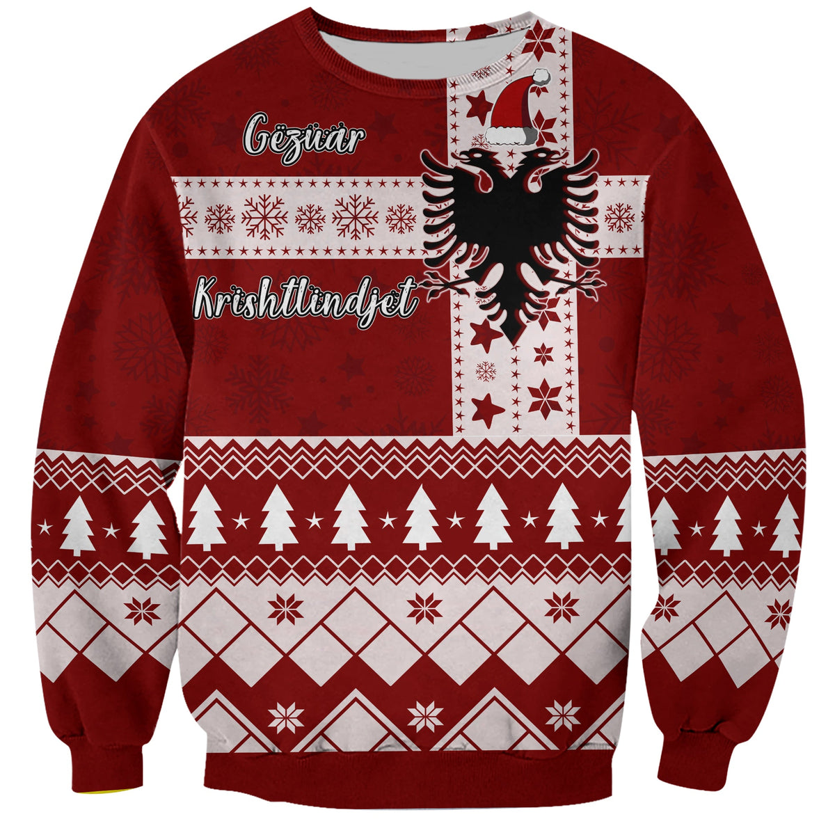Albanian Eagle Simple Style Christmas Pattern Sweatshirt - Wonder Print Shop