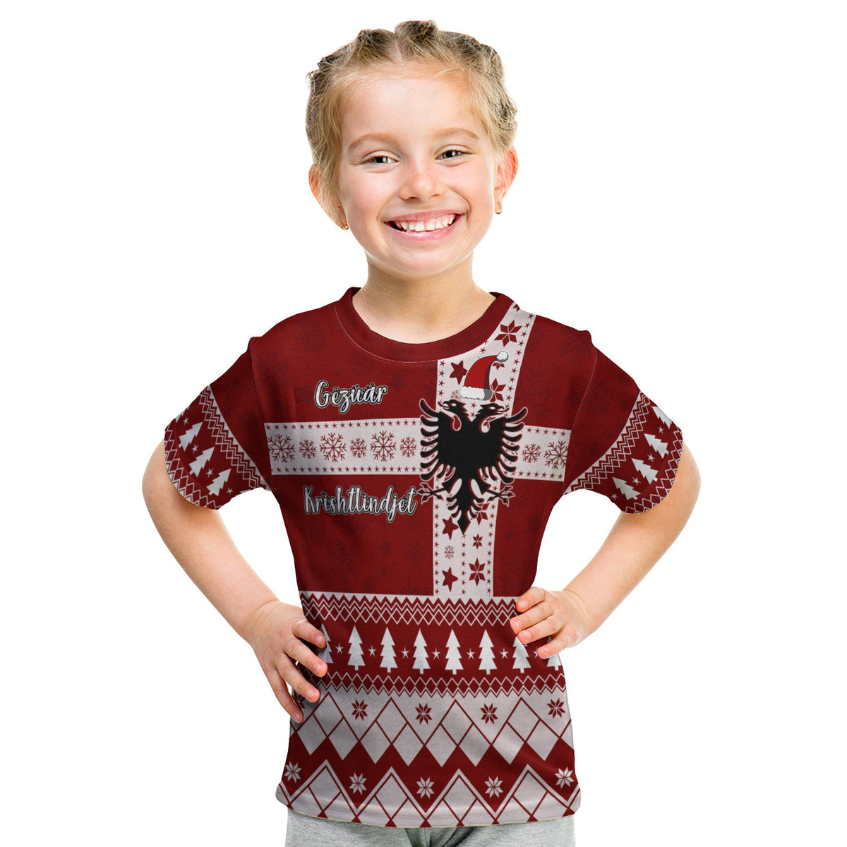 Albanian Eagle Simple Style Christmas Pattern Kid T Shirt - Wonder Print Shop