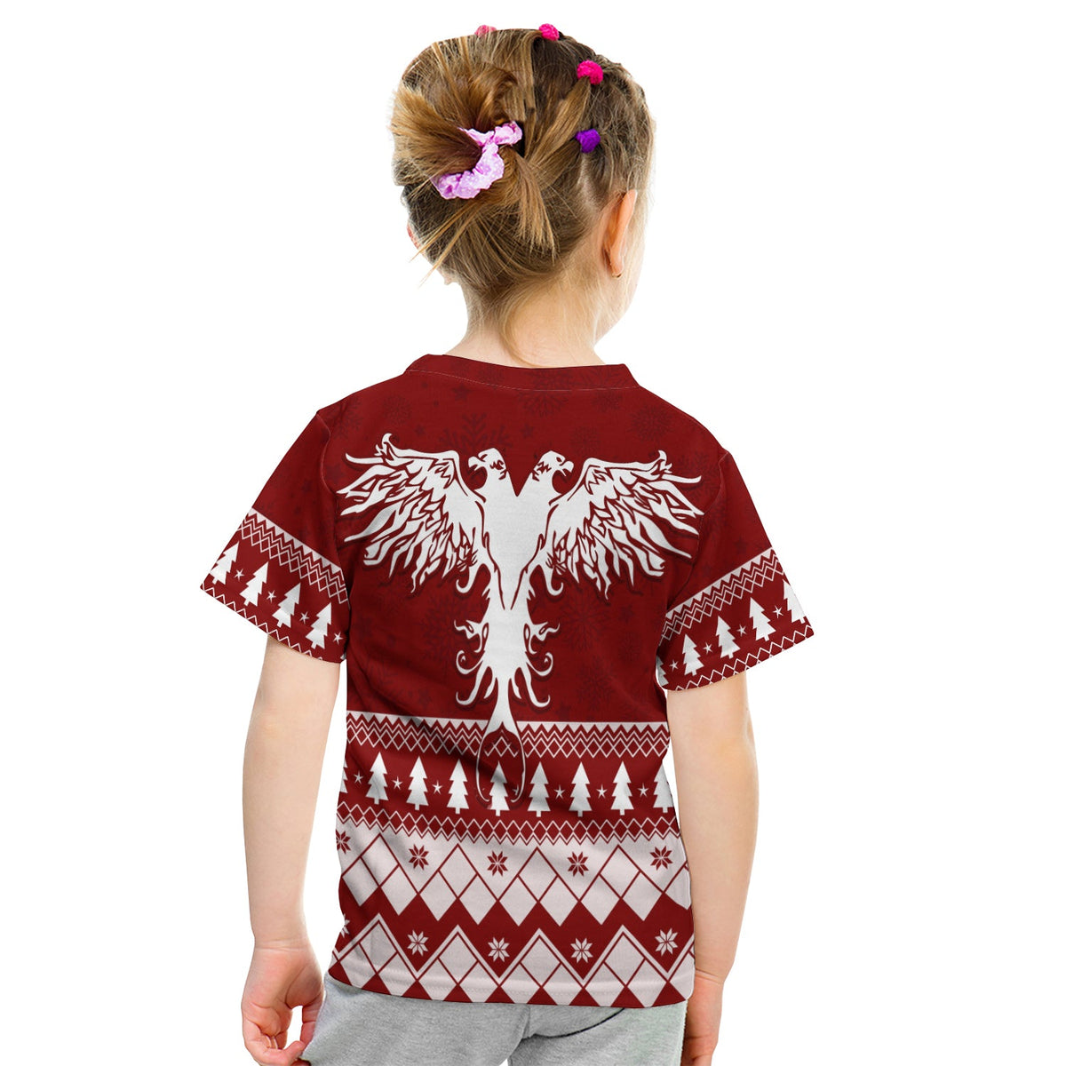 Albanian Eagle Simple Style Christmas Pattern Kid T Shirt - Wonder Print Shop