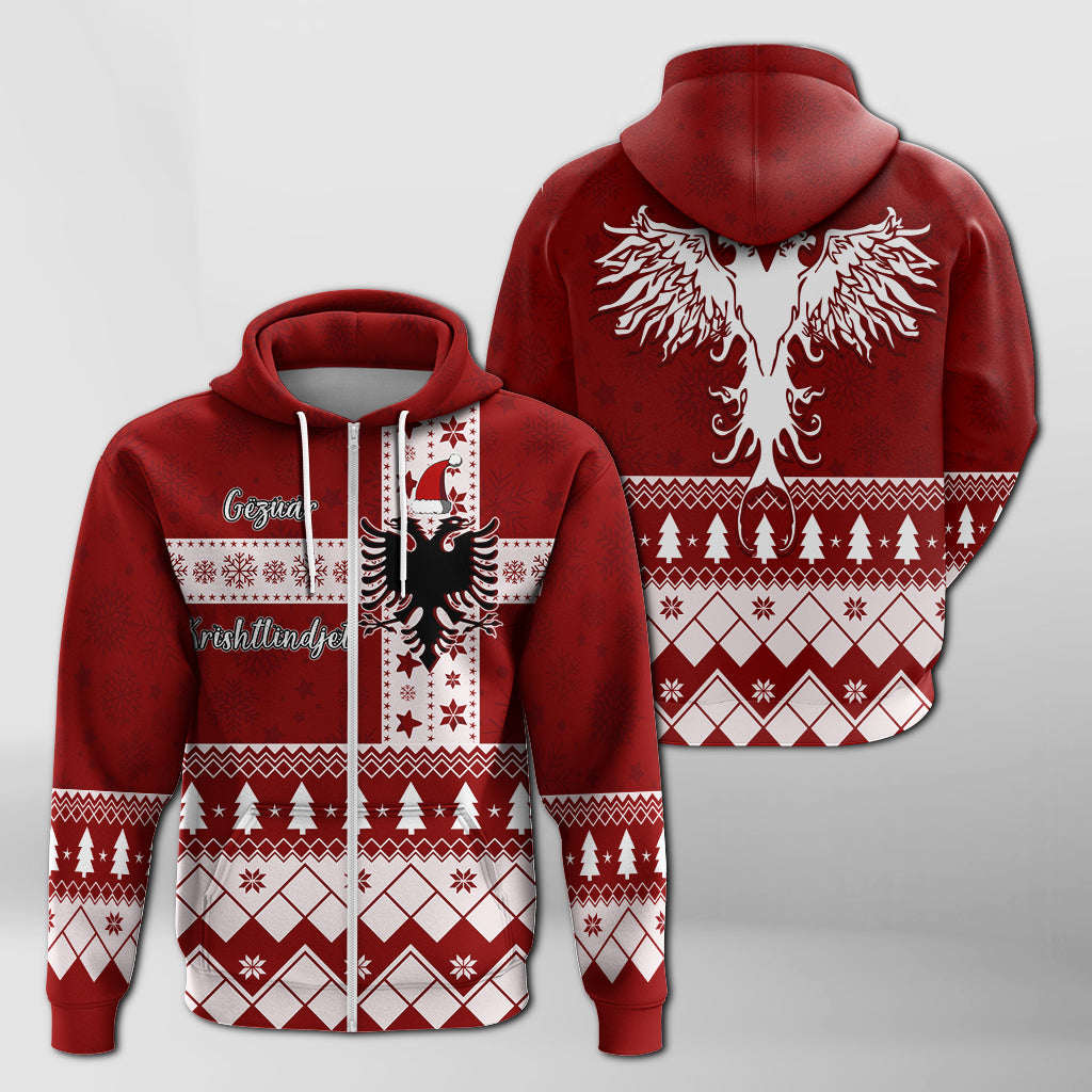 albanian-eagle-simple-style-christmas-pattern-zip-hoodie