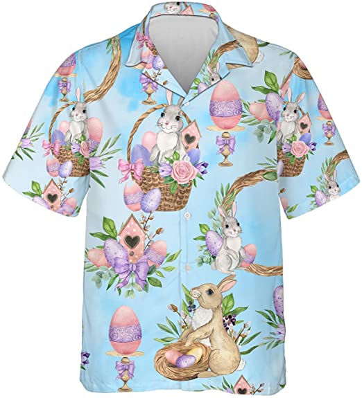Eggs Bunny Rabbit Happy Easter Day Hawaiian Shirt - Wonder Print Shop