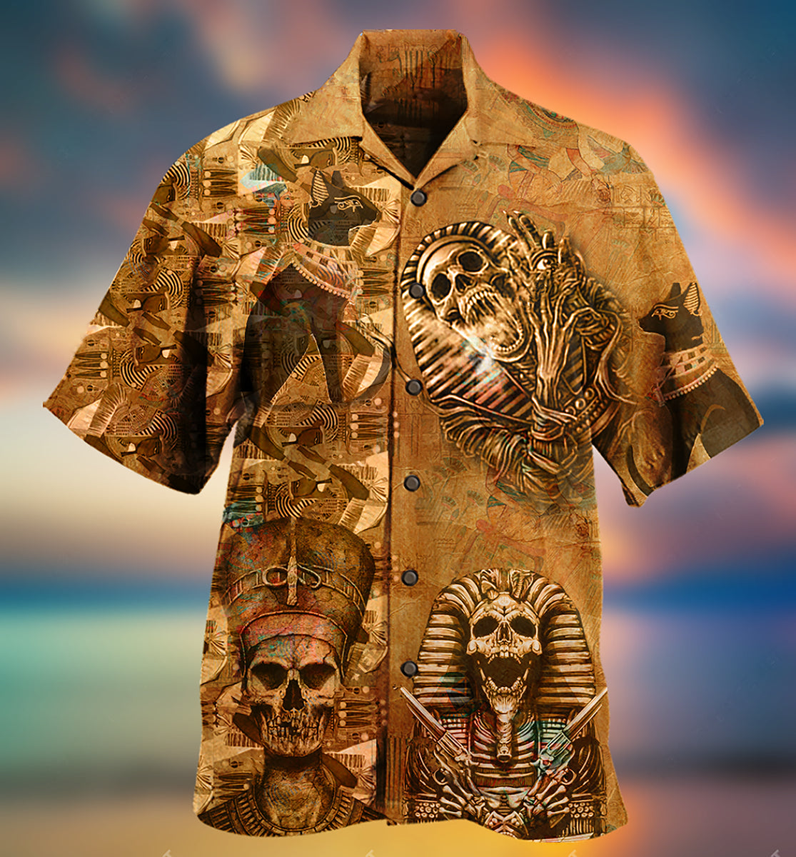 egypt-skull-hawaiian-shirt