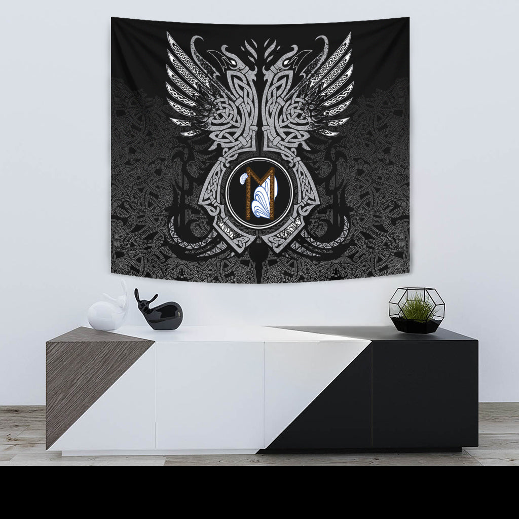 Viking Tapestry - Ehwaz Rune, Raven Tattoo RLT12 - Wonder Print Shop