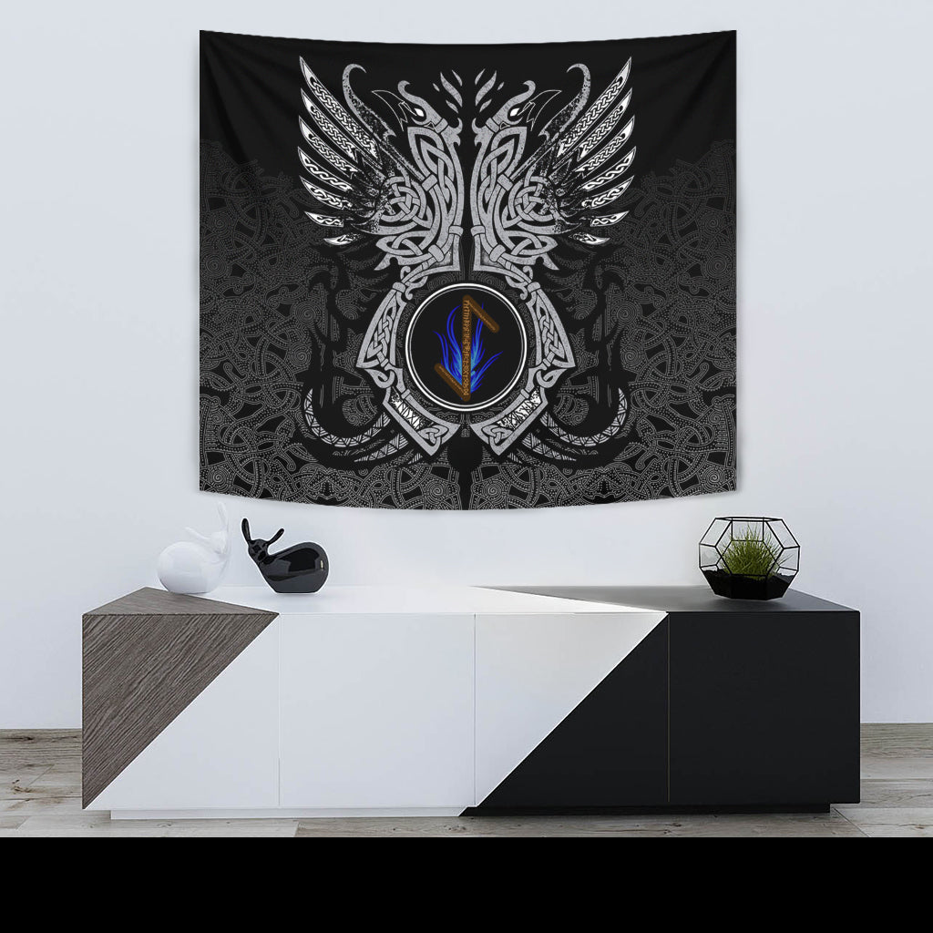 Viking Tapestry - Eihwaz Rune, Raven Tattoo RLT12 - Wonder Print Shop