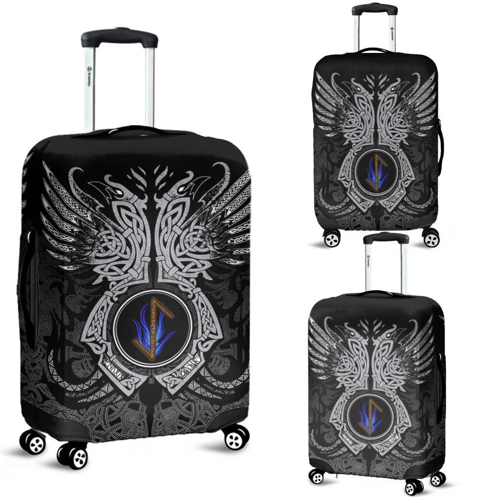 Viking Luggage Cover - Eihwaz Rune, Raven Tattoo RLT12 - Wonder Print Shop