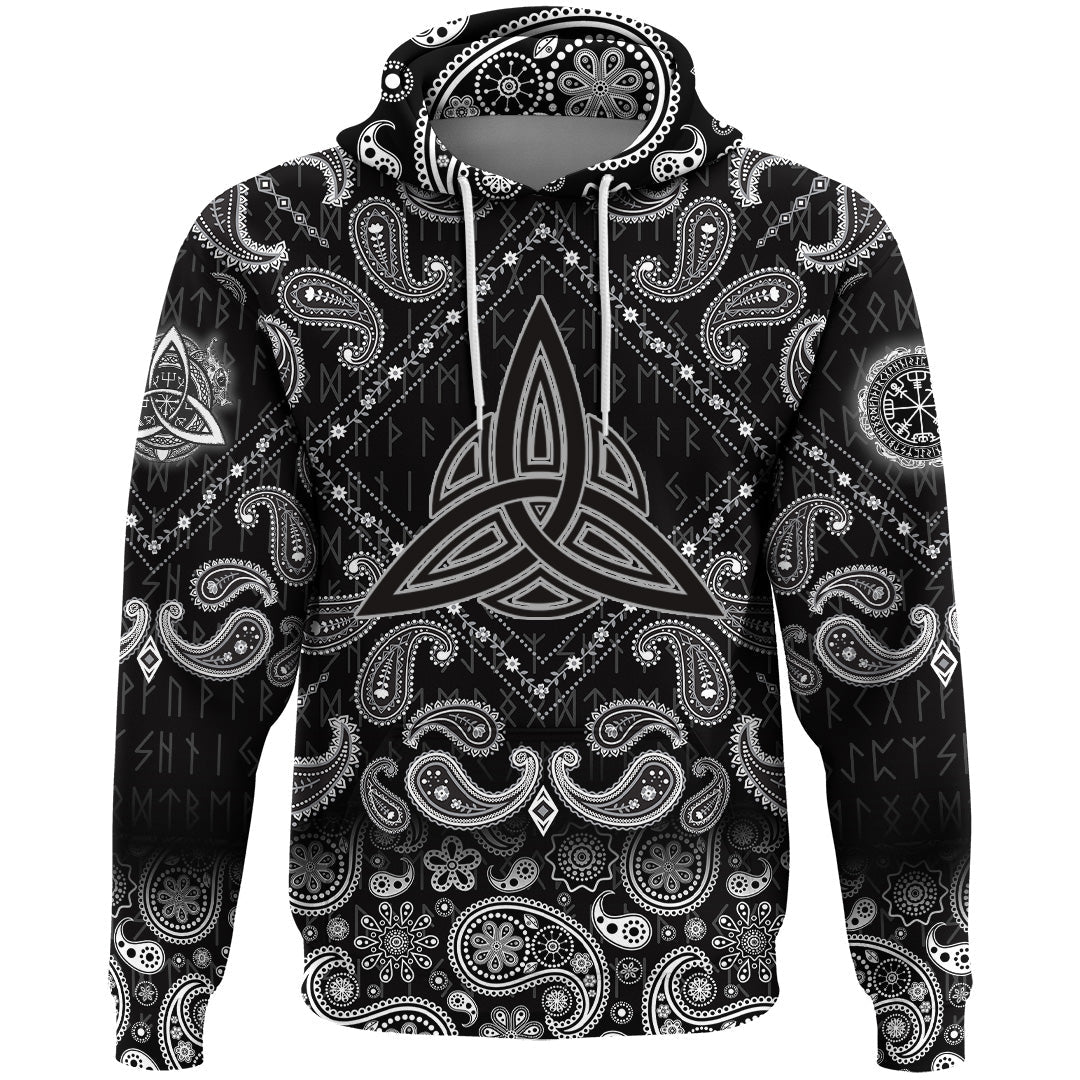 Viking Hoodie Elements Of The Nature Amulet Of Vikings with Bandana Paisley Style RLT12 - Wonder Print Shop