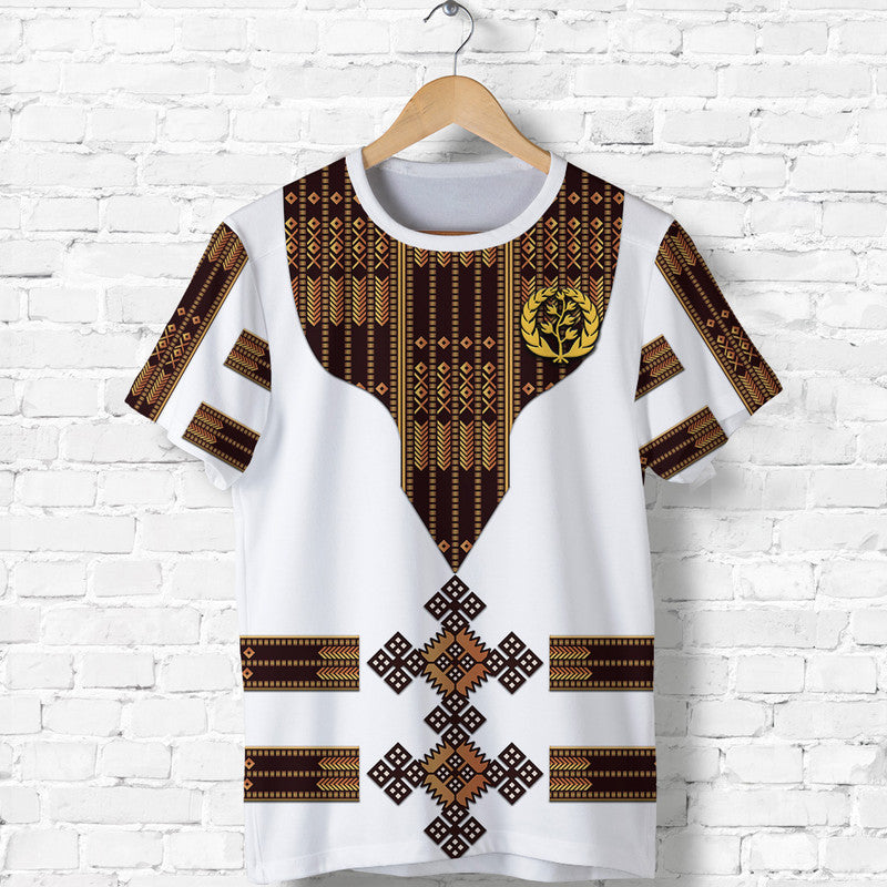 Custom Eritrea T Shirt Fancy Tibeb Vibes White LT8 - Wonder Print Shop