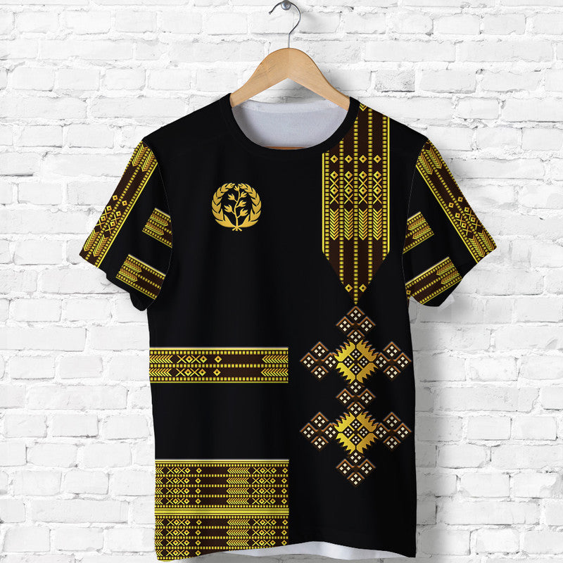 Custom Eritrea T Shirt Fancy Simple Tibeb Style Black LT8 - Wonder Print Shop