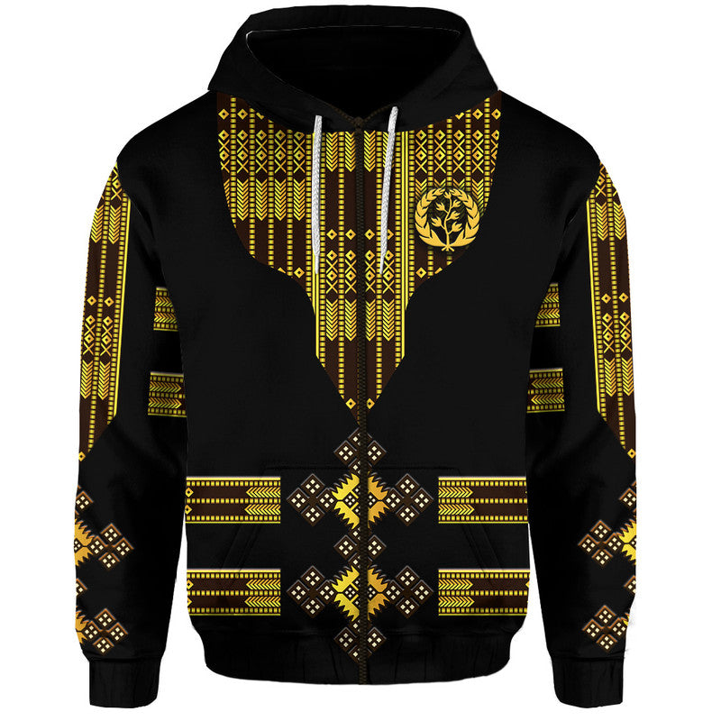 Custom Eritrea Hoodie Fancy Tibeb Vibes Black LT8 - Wonder Print Shop