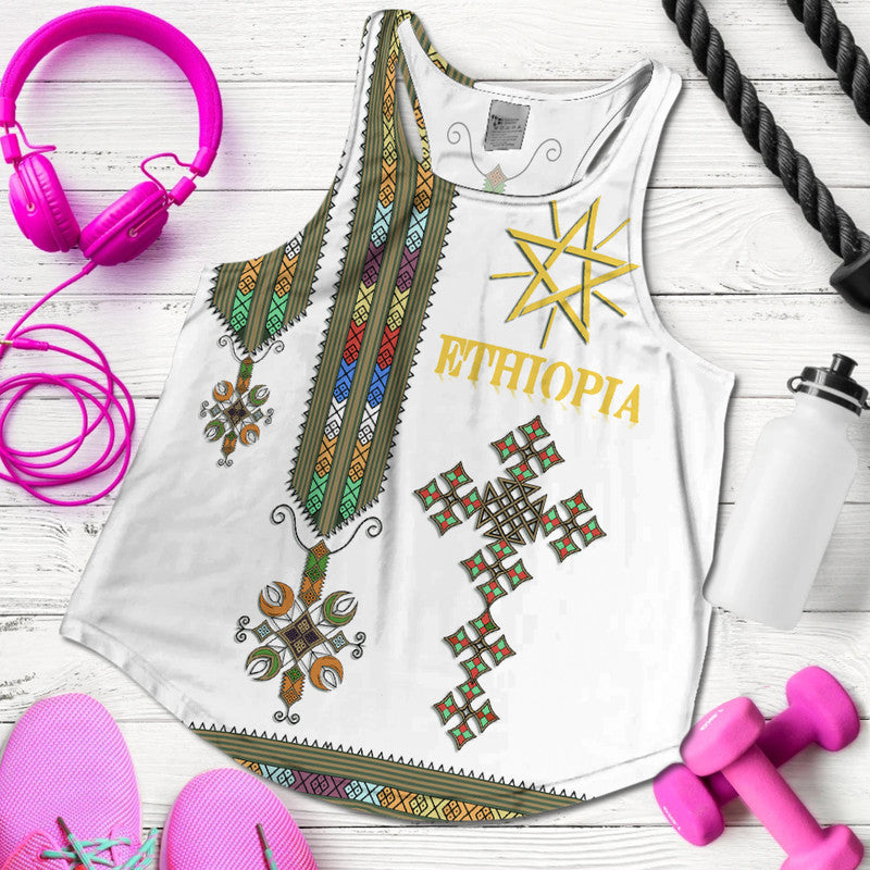 Ethiopia Women Racerback Tank Ethiopian Tibeb Basic Style - Wonder Print Shop