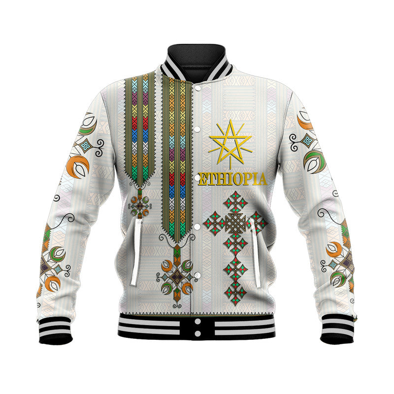(Custom Personalised) Ethiopia Baseball Jacket Ethiopian Tibeb Pattern Style LT9 - Wonder Print Shop