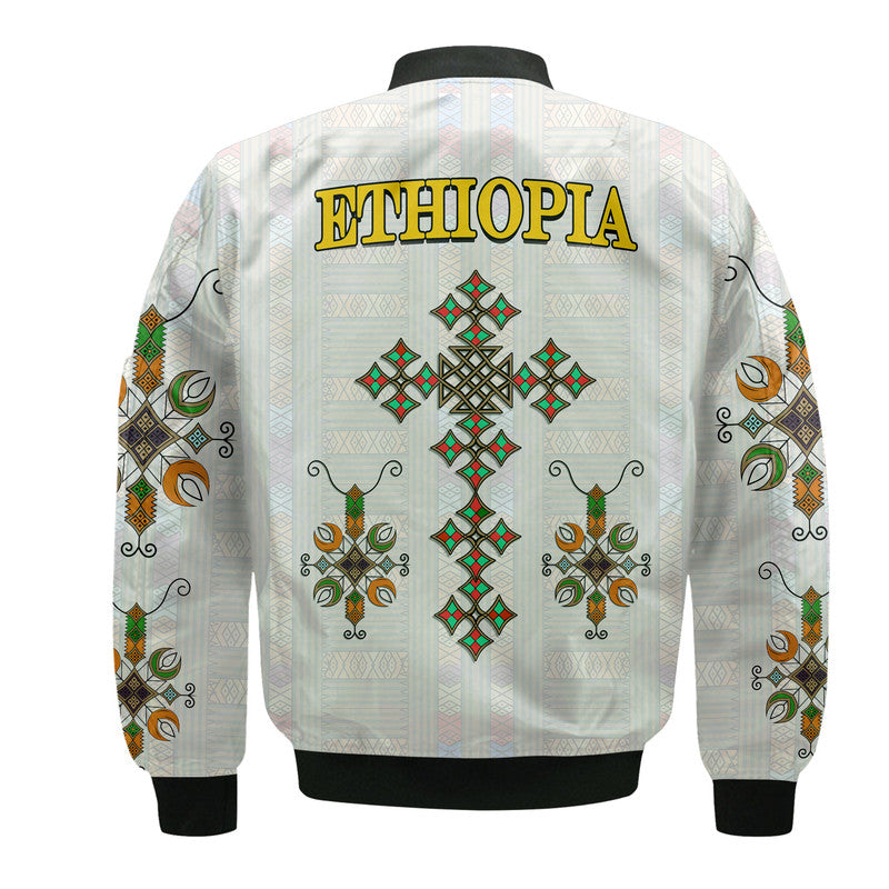 Ethiopia Bomber Jacket Ethiopian Tibeb Pattern Style LT9 - Wonder Print Shop