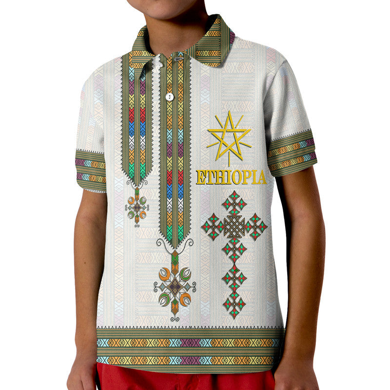 Ethiopia Polo Shirt Ethiopian Tibeb Pattern Style - Wonder Print Shop