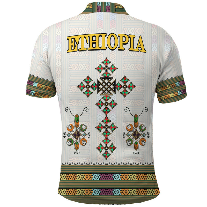 Ethiopia Polo Shirt Ethiopian Tibeb Pattern Style - Wonder Print Shop