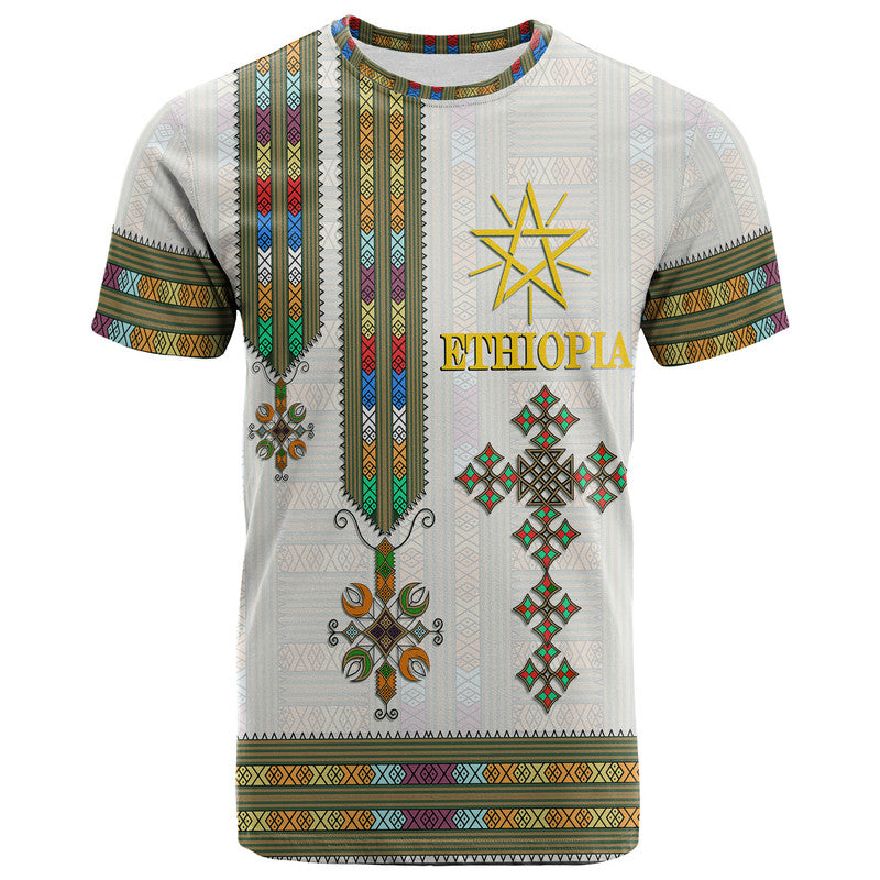 Ethiopia T Shirt Ethiopian Tibeb Pattern Style - Wonder Print Shop