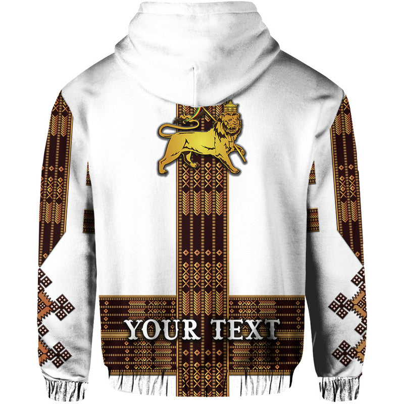 Custom Ethiopia Hoodie Ethiopian Lion Of Judah Simple Tibeb Style White LT8 - Wonder Print Shop