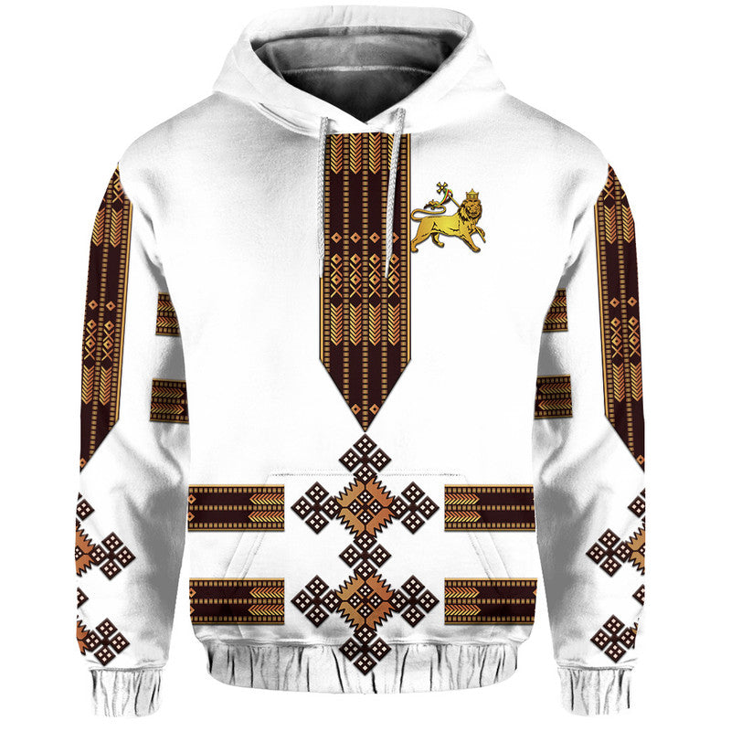 Custom Ethiopia Hoodie Ethiopian Lion Of Judah Tibeb Vibes NO.1 Ver White LT8 - Wonder Print Shop