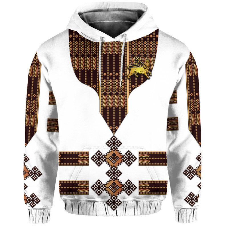 Custom Ethiopia Hoodie Ethiopian Lion Of Judah Tibeb Vibes White LT8 - Wonder Print Shop