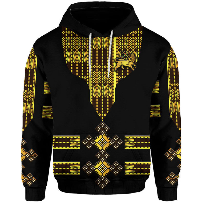 Custom Ethiopia Hoodie Ethiopian Lion Of Judah Tibeb Vibes Black LT8 - Wonder Print Shop