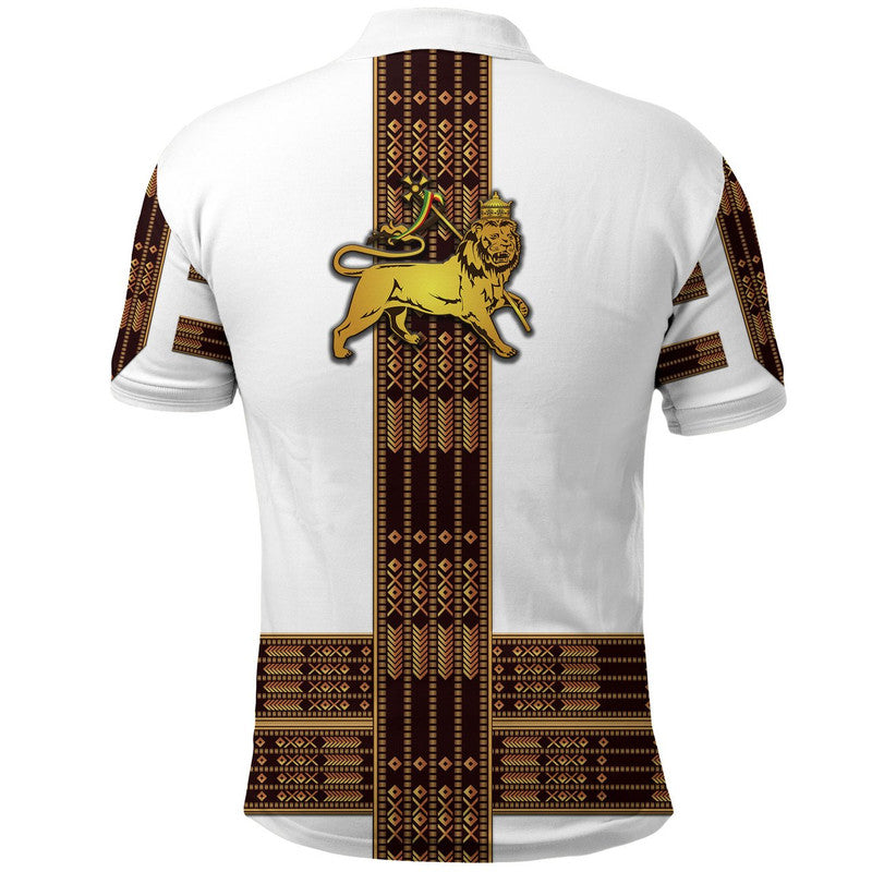 Ethiopia Polo Shirt Ethiopian Lion Of Judah Tibeb Vibes NO.1 Ver White LT8 - Wonder Print Shop