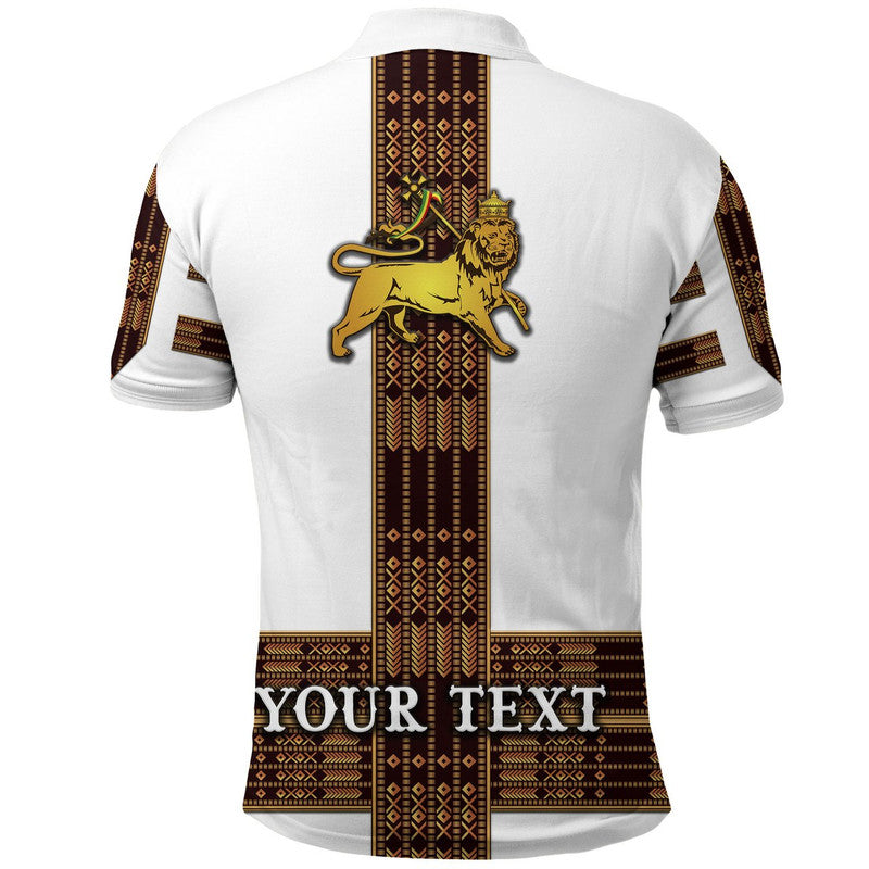 Custom Ethiopia Polo Shirt Ethiopian Lion Of Judah Simple Tibeb Style White LT8 - Wonder Print Shop