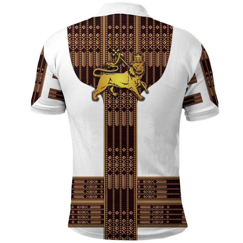 Ethiopia Polo Shirt Ethiopian Lion Of Judah Tibeb Vibes White LT8 - Wonder Print Shop